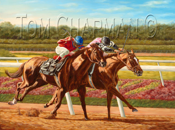 Affirmed vs. Alydar, 1978 Belmont Stakes, giclee canvas print