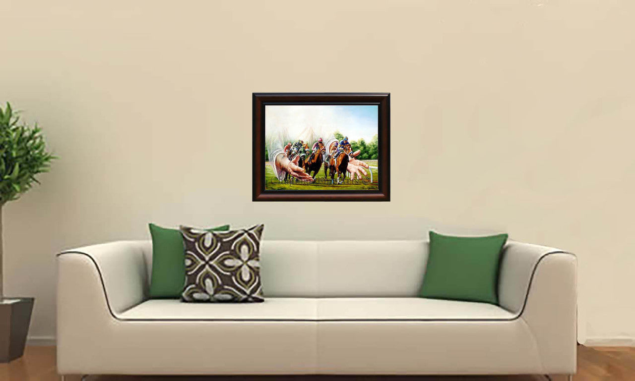 It's All in the Hands - horseracing giclee print