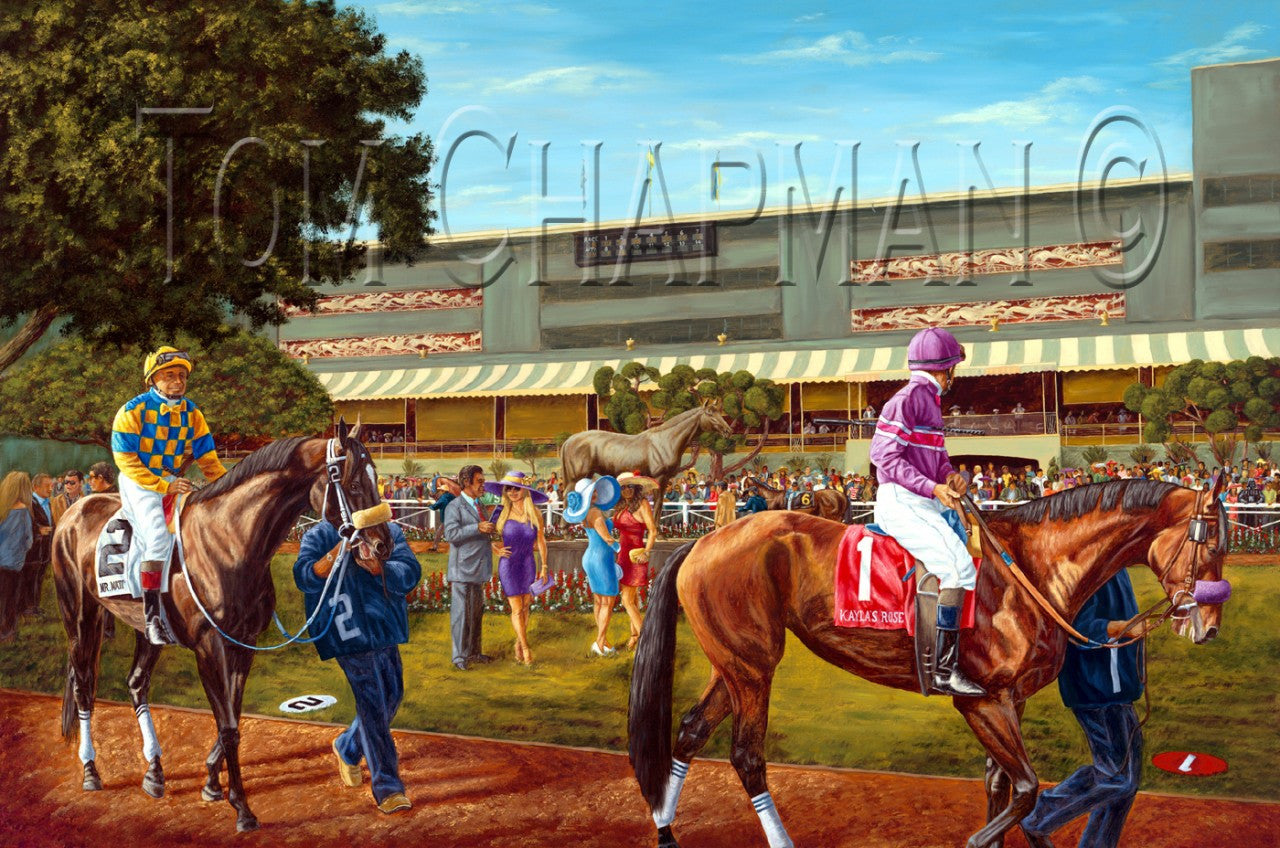 The Calm Before the Race - horseracing giclee canvas print
