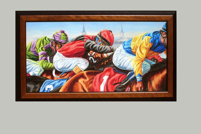 Close Quarters in the Woodford Reserve - horseracing giclee print