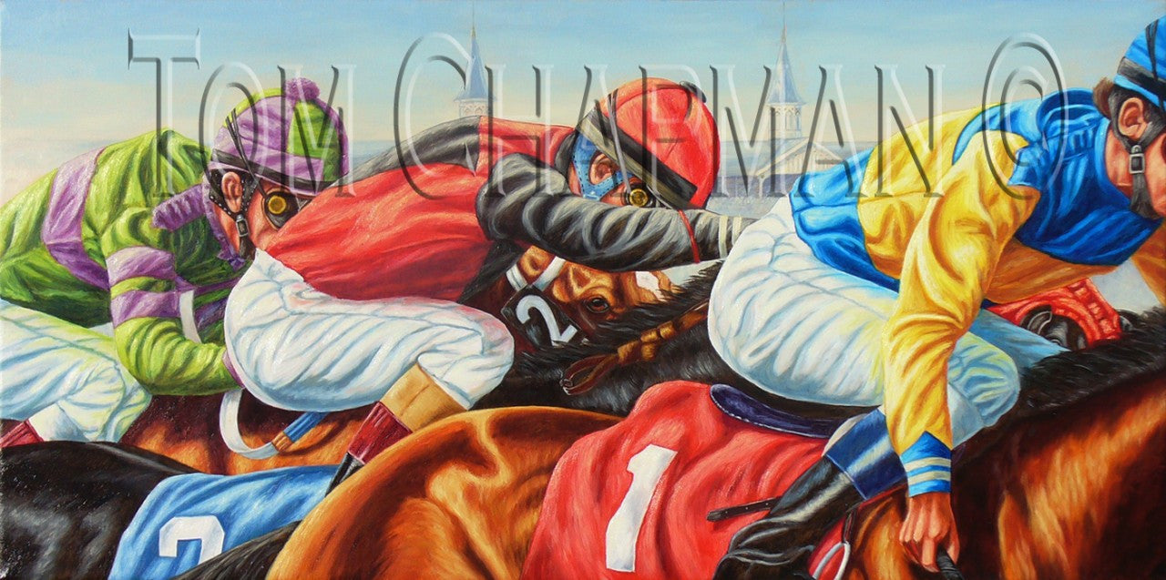 Close Quarters in the Woodford Reserve - horseracing giclee print